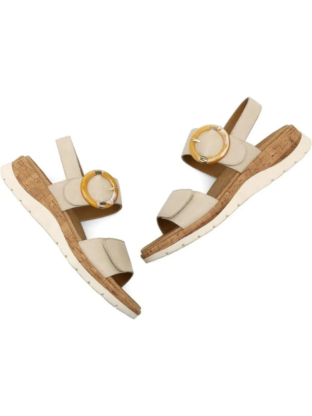Women's Beige Summer Open Toe Adjustable Ankle Straps Comfortable Sandals